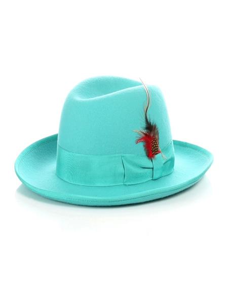 1920s Men's Hat - Gangster Hat - 20s Dress Hat Turquoise