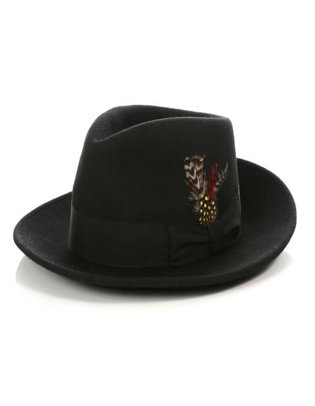 1920s Men's Hat - Gangster Hat - 20s Dress Hat Black