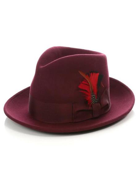 1920s Men's Hat - Gangster Hat - 20s Dress Hat Burgundy