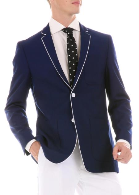 Men's Blue Blazer - Blue Sport Coat - Casual Slim Fit Blazer