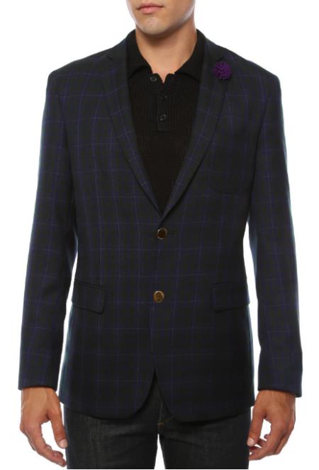 Style#-B6362 Men's Blue Blazer - Blue Sport Coat  - Casual Slim Fit Blazer