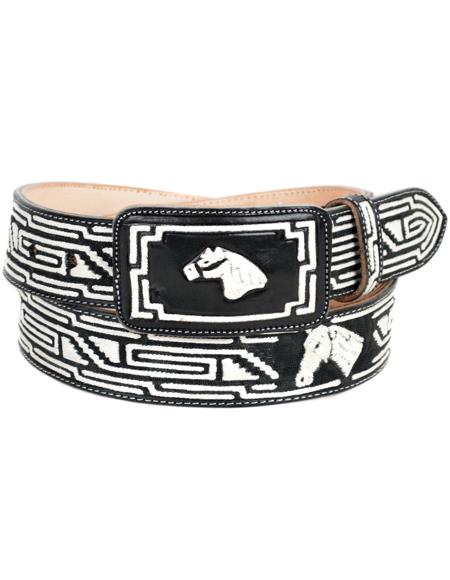 Men's Cowboy Embroidered Genuine Leather Belts. Cinto Vaquero Piteado De  Hombre