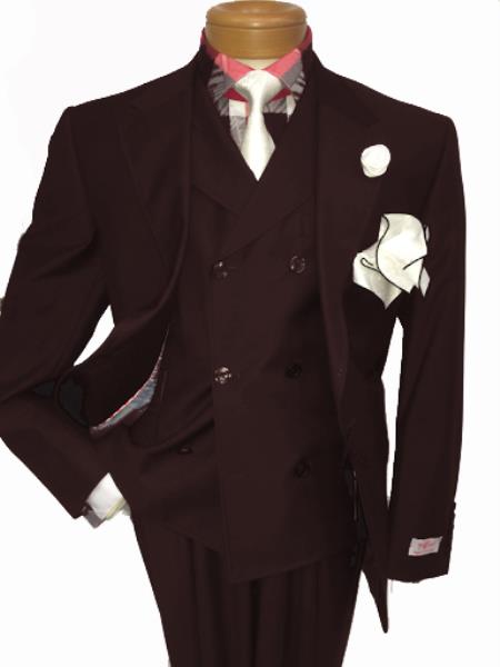 Men's Two Button Single Breasted Notch Lapel Suit Dark Brown
