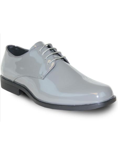 Men's Wide Width Dress Shoe Grey Patent