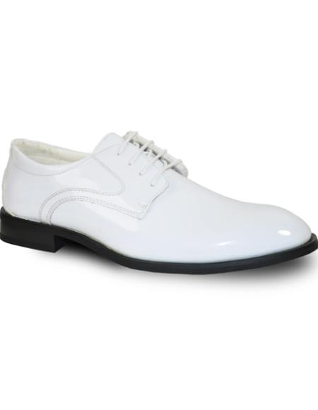 Men's Wide Width Dress Shoe White Patent