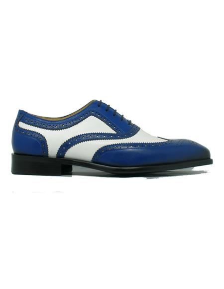 1920s Shoes - Gangster Shoes - Spectator Dress Shoes For Men Blue ~ White