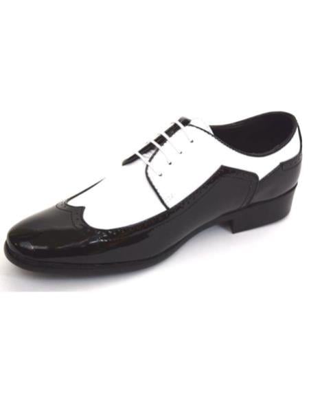 1920s Shoes - Gangster Shoes - Spectator Dress Shoes For Men Black/White