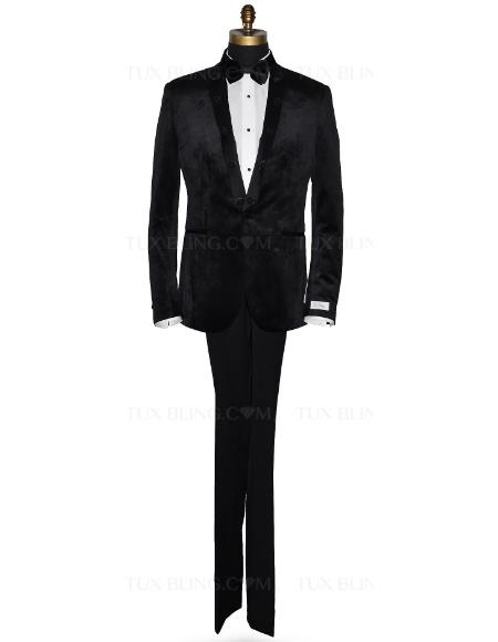 Men Velvet Suits One Button Black Velvet Tuxedo Jacket