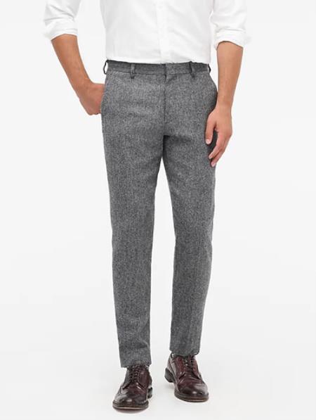 Men's Herringbone Pants - Tweed Flat Pants