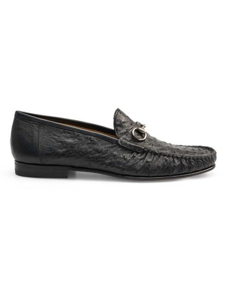 Men's Mezlan Classic Exotic Moccasin Shoes Black