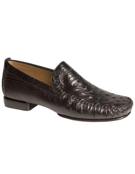 Men's Mezlan Genuine Ostrich Soft and Luxurious Slip On Shoes Black