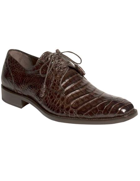 Men's Mezlan Genuine Crocodile with Crocodile-Wrapped Tassels Shoes Dark Brown