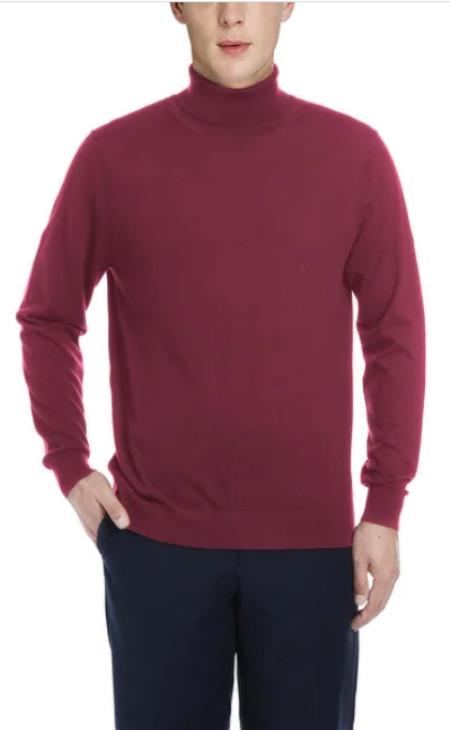 Mens Luxuriously Soft Cashmere Crewneck Sweater Burgundy