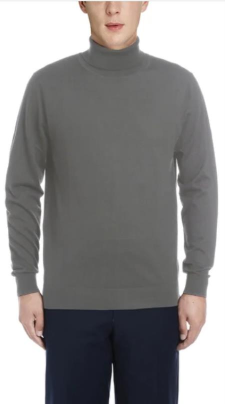 Mens Luxuriously Soft Cashmere Crewneck Sweater Grey