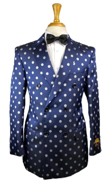 Double Breasted Six-Button Classic Fit Navy ~ White Blazer