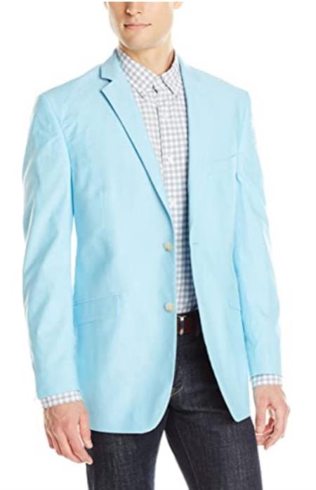 Style#-B6362 Mens Chambray Sportcoat - Chambray Blazer - Summer Cotton Blazer Sky Blue