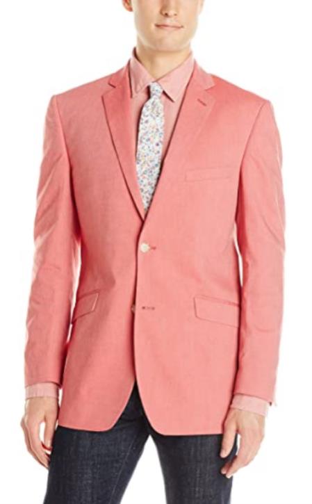 Style#-B6362 Mens Chambray Sportcoat - Chambray Blazer - Summer Cotton Blazer Red
