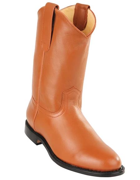 Mens Pull On Roper Boots With Leather Sole Honey Deerskin Boots - Deer Boots  - Deer Skin Boots