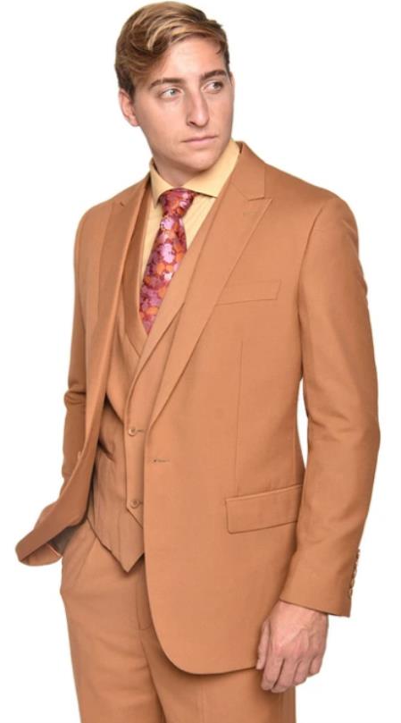 Mens Suits 3 Piece Wool Suit Walter Classic Fit Autumn Rust