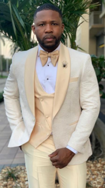 Champaign Suit - Mens Cream Suit - Ivory Suit - Off White Suit