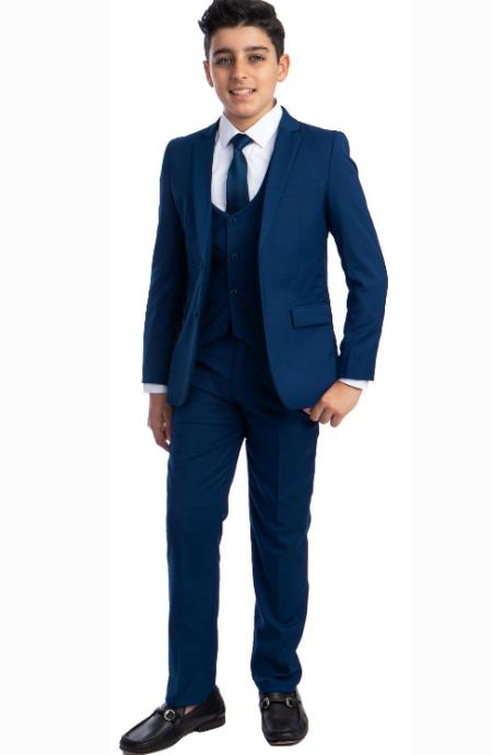 Designer Boys Suit - Indigo Blue Kids Suit - Children Suit