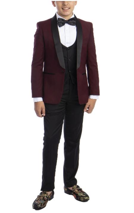 Designer Boys Suit - Burgundy Kids Suit - Children Suit