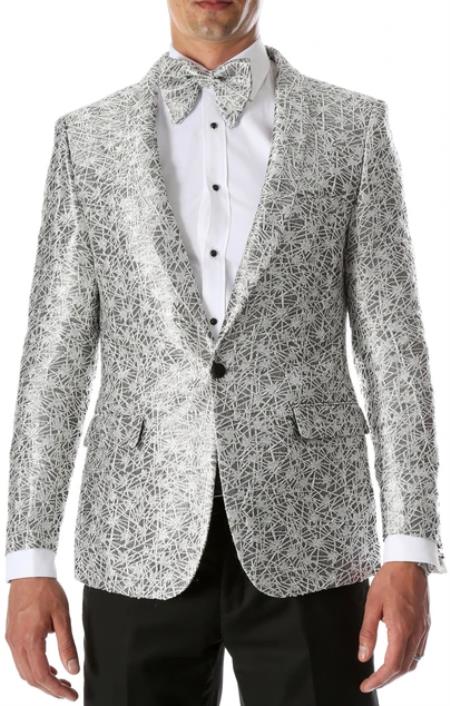 White and Silver Tuxedo - White Dinner Jacket