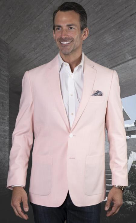 Style#-B6362 Mens Two Button Notch Lapel Blazer Pink
