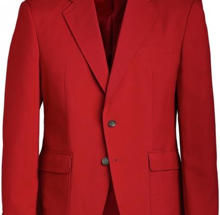 Fully Lined Notch-Lapel Single Breasted Red Dress Blazer