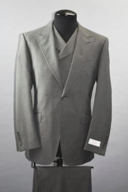 Mens Urban Grey Suit - Double Breasted Vest Pleated Pants