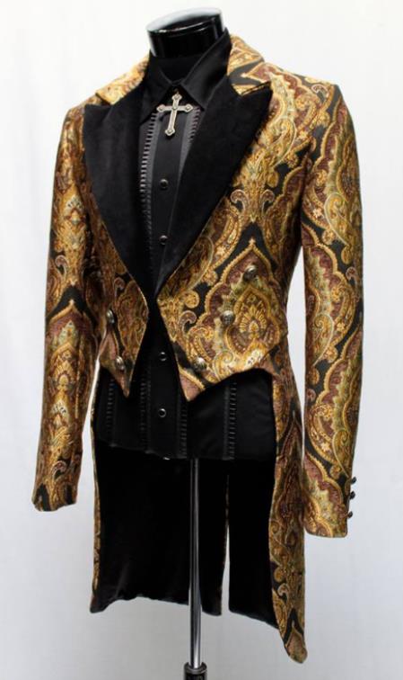 Boys Size 18 Black Avanti Frock Coat 7 Button Long Western Jacket Tux Victorian 