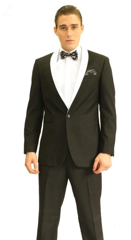 Mens Black and White Suit
