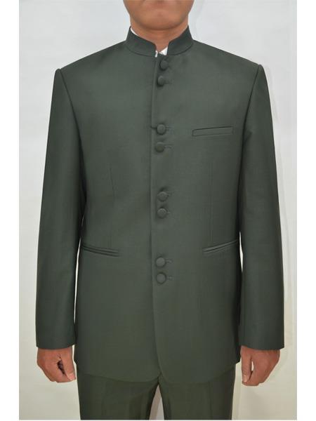 Mandarin Banded Collar Eight-Button Single-Breasted Suit