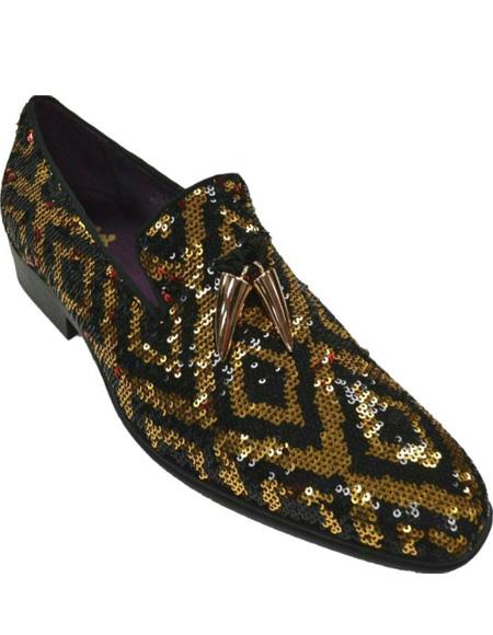 6861 Black and Gold Dress Shoe - Gold Loafer