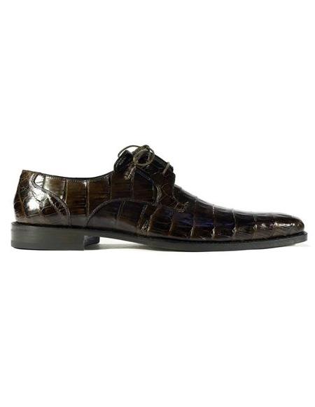 Dark Brown Soft Italian Calfskin Linings Crocodile Shoe