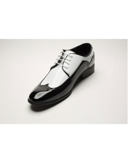 Mens Gangster Shoes Mens Two Toned Black/White Wingtip Fashion Dress Oxford Shoes Perfect For Men