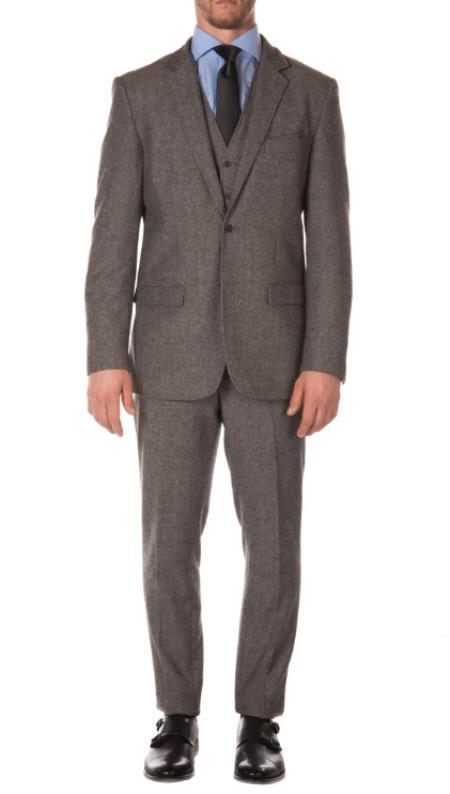 Mens Gray Tweed Suit - Grey Suit - Winter Fabric Heavy Suit