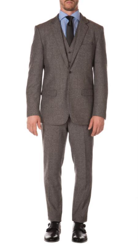 Mens Gray Tweed Suit - Grey Suit - Winter Fabric Heavy Suit