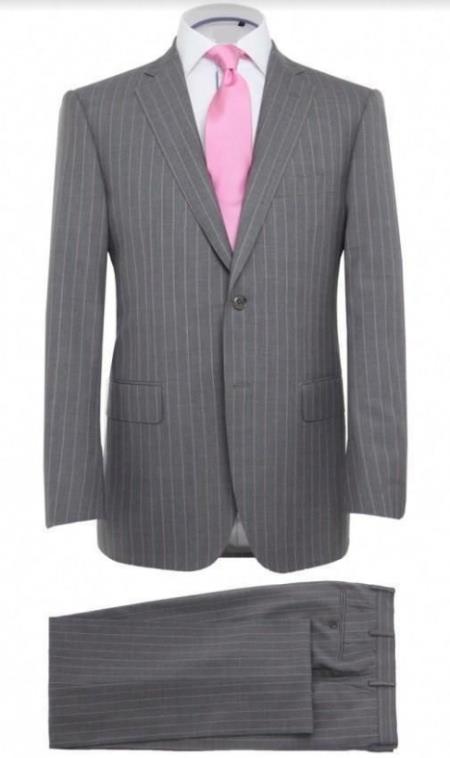 Grey With Pink Pinstripe Suit