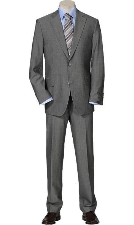 Suits For Big Belly Solid Light Gray
