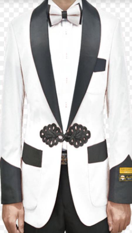 Style#-B6362 White Dinner Jacket - White Tuxedo Jacket With Matching Bowtie