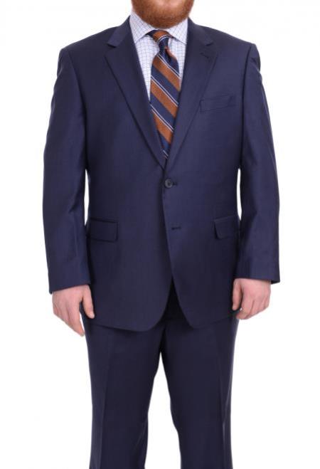 Suits For Big Belly Solid Navy Blue
