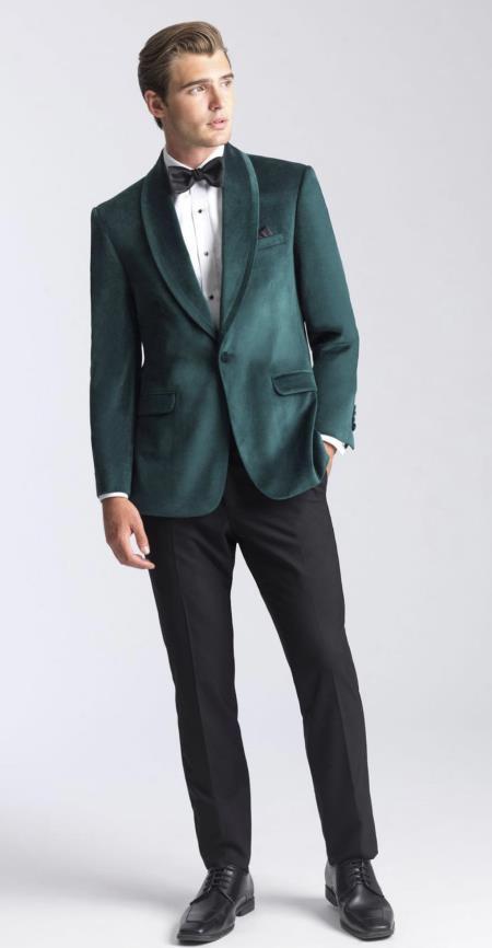 Men's Shawl Lapel Wedding Suit In Dark Green