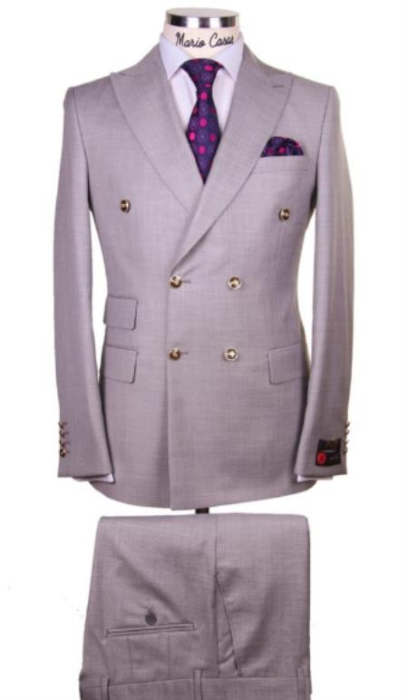 Mens Dark Gray Double Breasted Blazers - 100% Wool Double Breasted Sport Coat