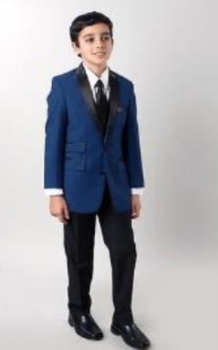 Boys Slim Fit Suits - Kids Blue Slim Fit Suit