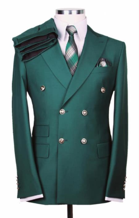 Mens Double Breasted Blazer - Dark Green Double Breasted Sport Coat
