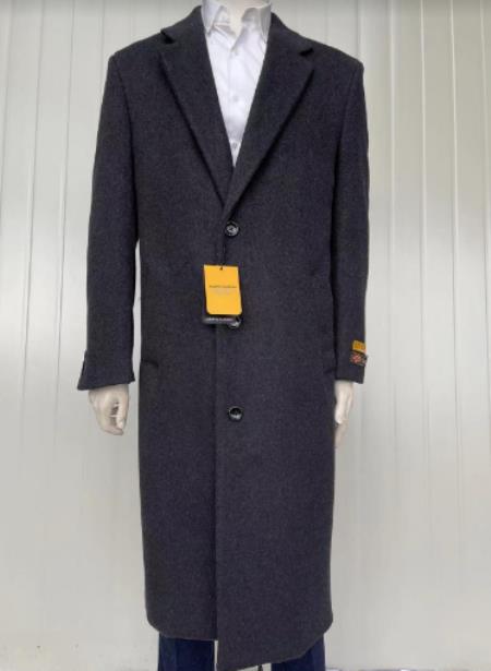 Mens Full Length and Cashmere Overcoat - Winter Topcoats - Black Coat