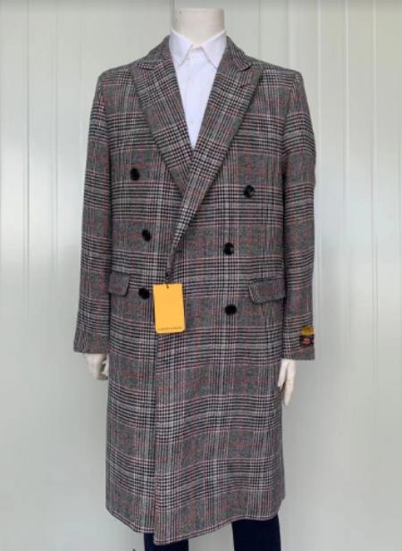 Mens Full Length Wool and Cashmere Overcoat - Winter Topcoats - Multi Coat