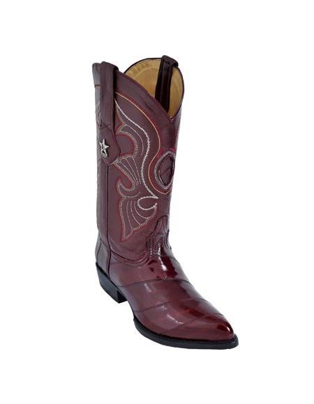 Mens Eel Cowboy Boot - Burgundy Boot