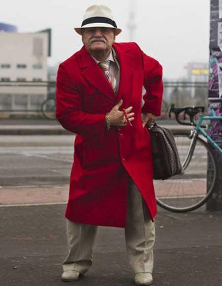 Red Trench Coat - Long Red Coat - Mens Red Peacoat - Mens Red Overcoat - Wool Fabric